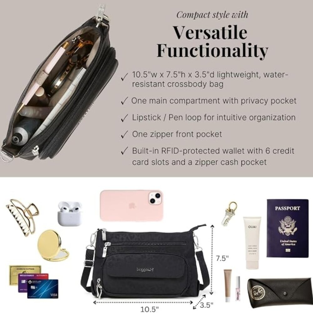 baggallini Black Velvet Original Everyday Bag/NWT - Picture 10 of 15